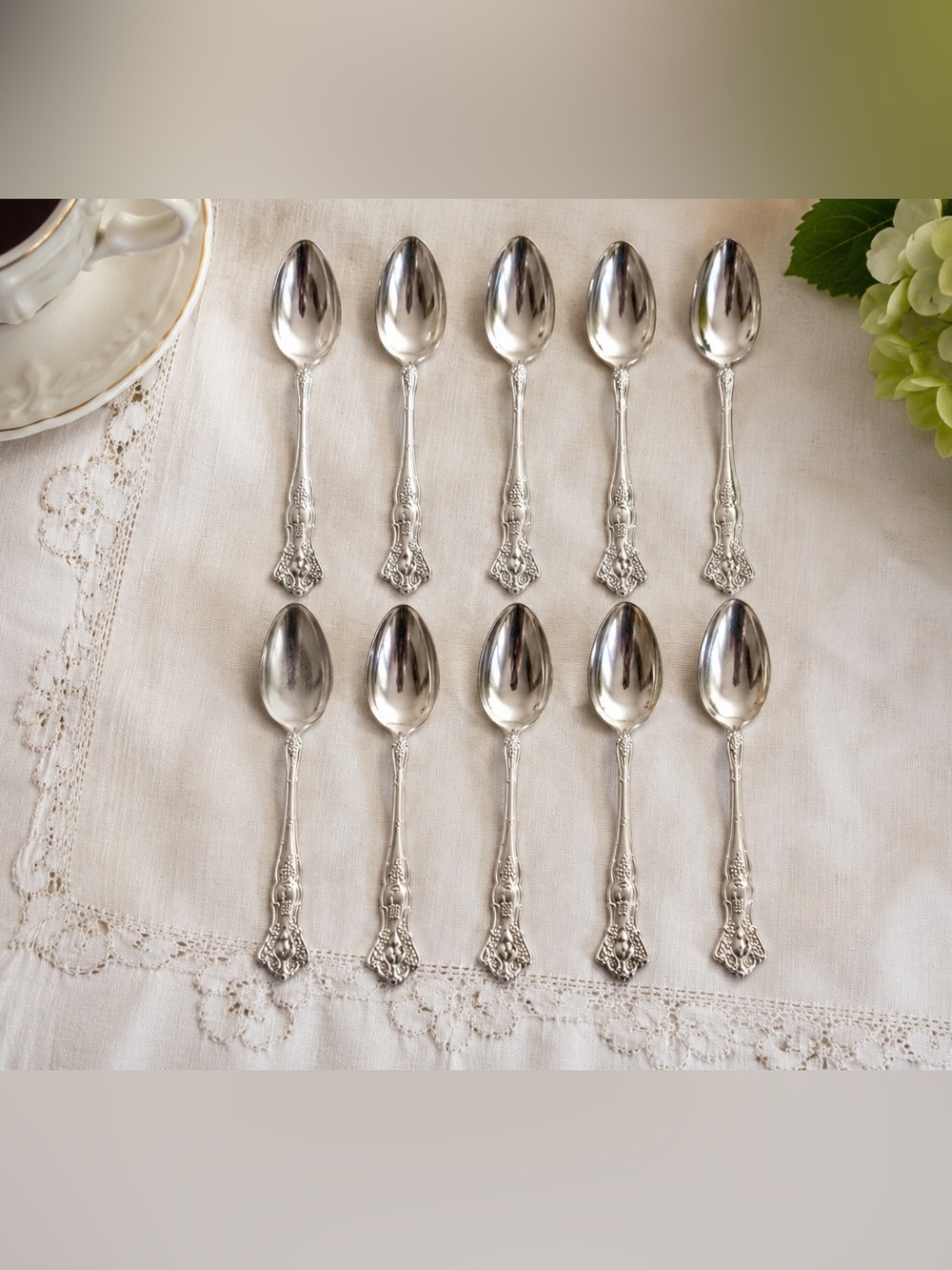 Vintage 1847 Rogers Bros XS Triple Grape Demitasse Spoons Set of 10